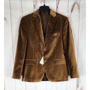 Alfani Men's Slim-Fit Solid Velvet Sport Coat Blazer Gold 44S NWT
